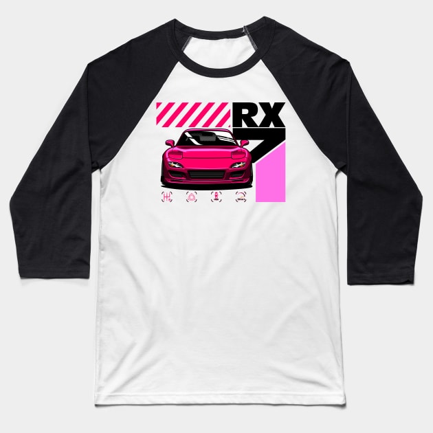 Mazda Rx7 Front Magenta Baseball T-Shirt by aredie19